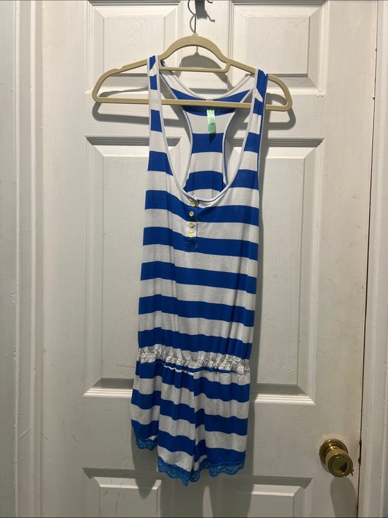 Honeydew Intimates Other - Honeydew Intimates Blue and White Striped Romper with Pink Trim